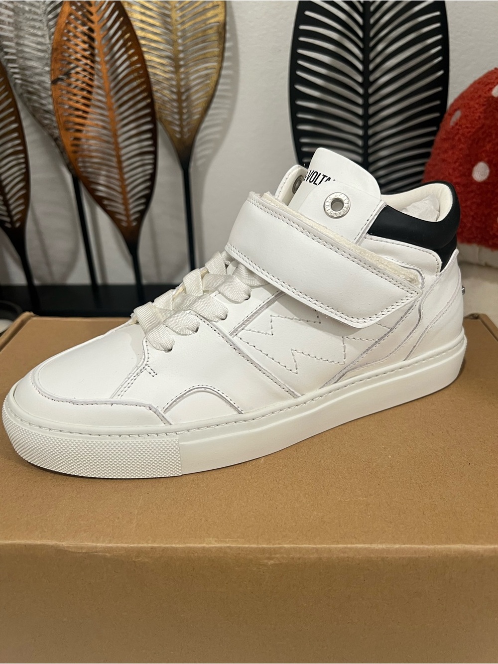 Zadig & Voltaire Men's Mid Top
Sneakers | White Black | Lace Up Hook & Loop